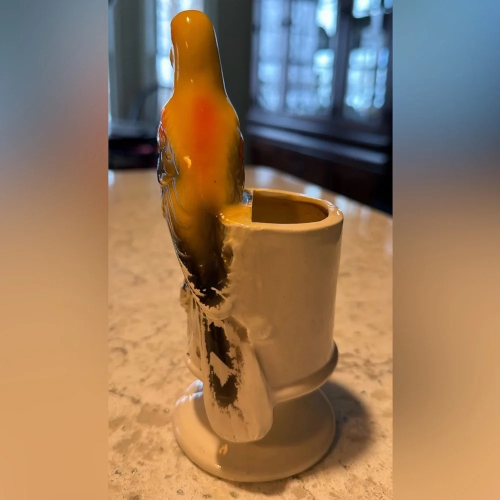 Vintage Ceramic Yellow Bird Planter Bud Vase | Mid Century Modern, Kitsch. G13